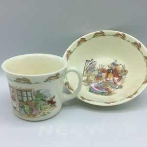 1984 Bunnykins Royal Doulton Bowl Painter and RD BUNNYKINS Nurseryware cup